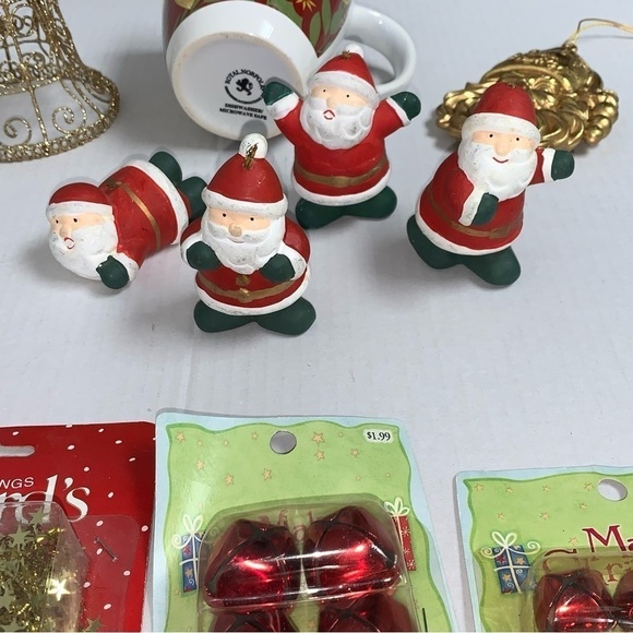 Lot of 16 Christmas Holiday Decorations Mug Ornaments Santa Bells - Picture 8 of 11